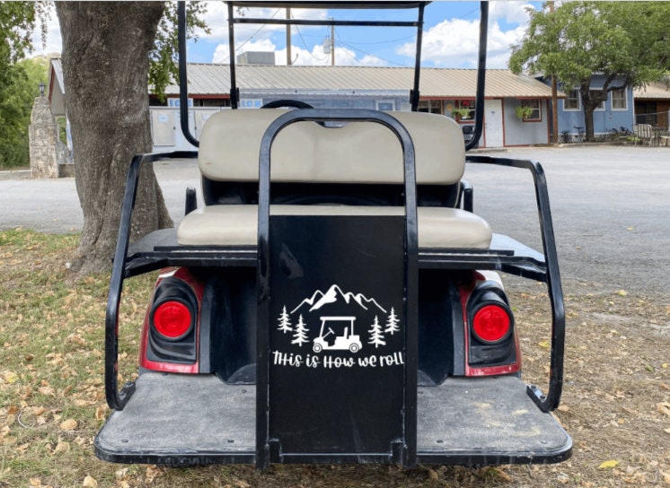 This is how we roll vinyl on the back of a golf cart